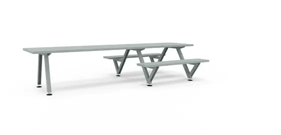 [MAO003] Marina combo (5 profiles W : 28.25 in | 72 cm, Off White, 10 people, 140.4 in | 360 cm - L. bench 64.4 in | 165 cm (3 legs))