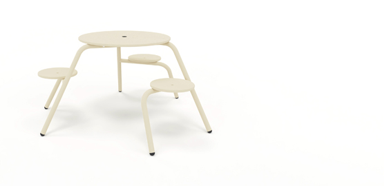 [VRS856] Virus (3-seater, ø160 x 75 cm Tabletop ø80 cm - (ø63 x 29.5 in Tabletop ø31.5 in), Cosmic cream (RAL1015))